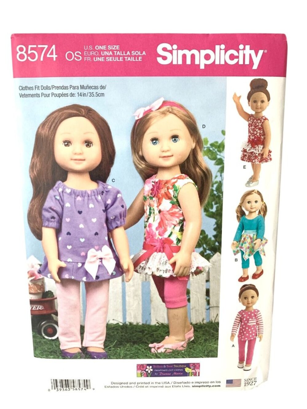 Simplicity 8574 Sewing Pattern Doll Clothes 18" Leggings Top Skirt Tunic  Uncut